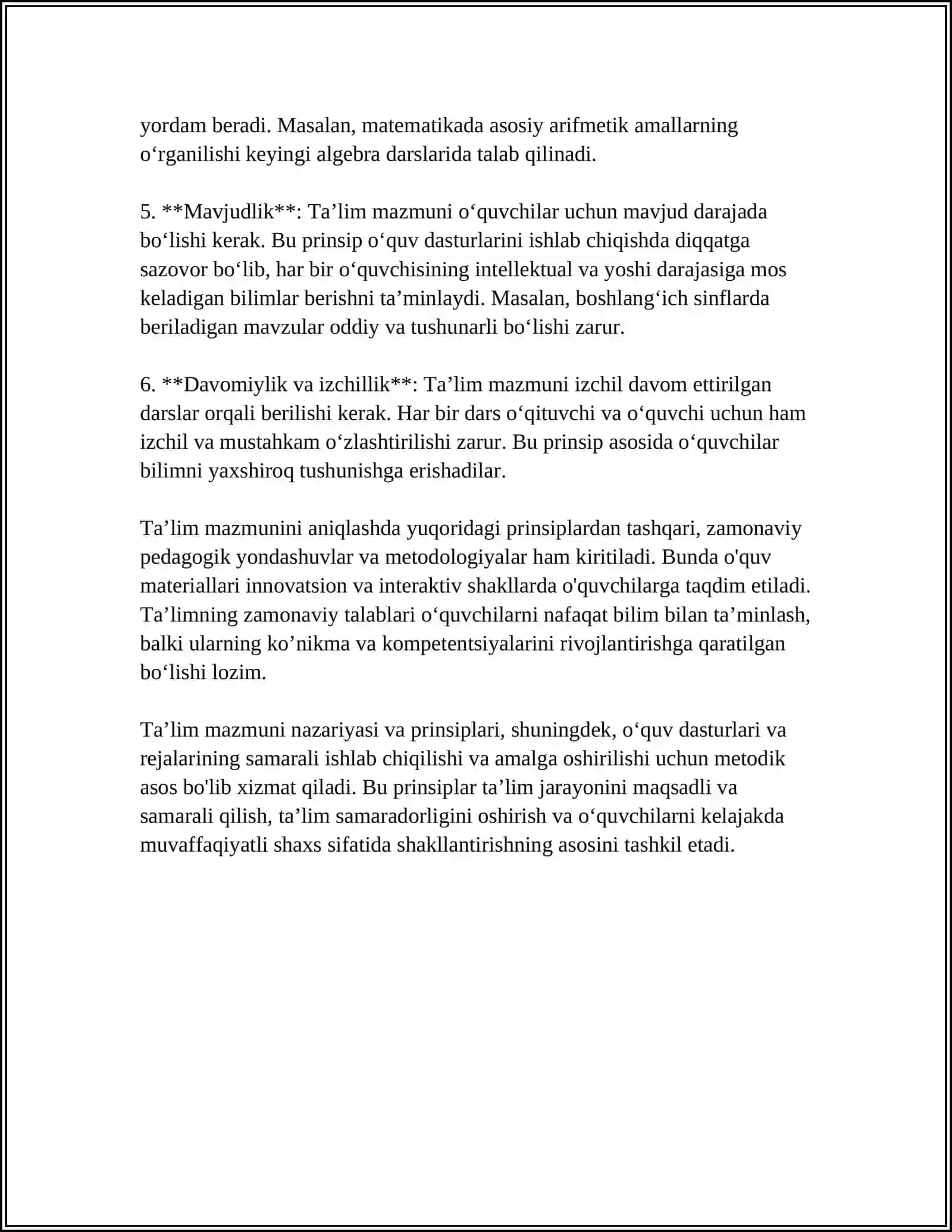 TA'LIM MAZMUNI.TA'LIM METODLARI VA VOSITALARI 4