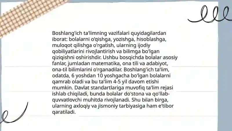 Boshlang'ich ta'limning maqsadi 4