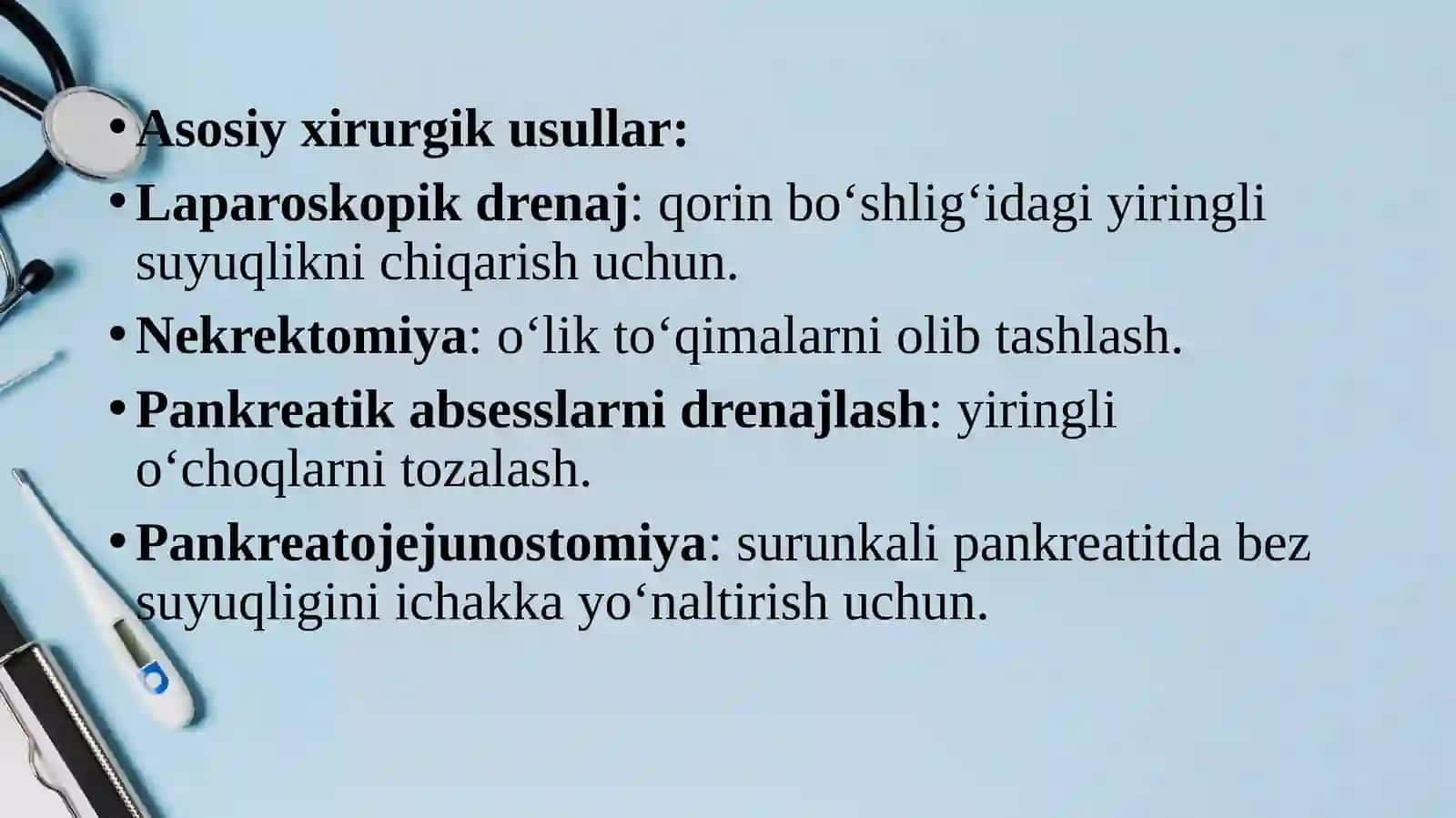 Pankreatitlarnixirurgik davolash usullari.Mekkel divertikulini olibtashlash 4
