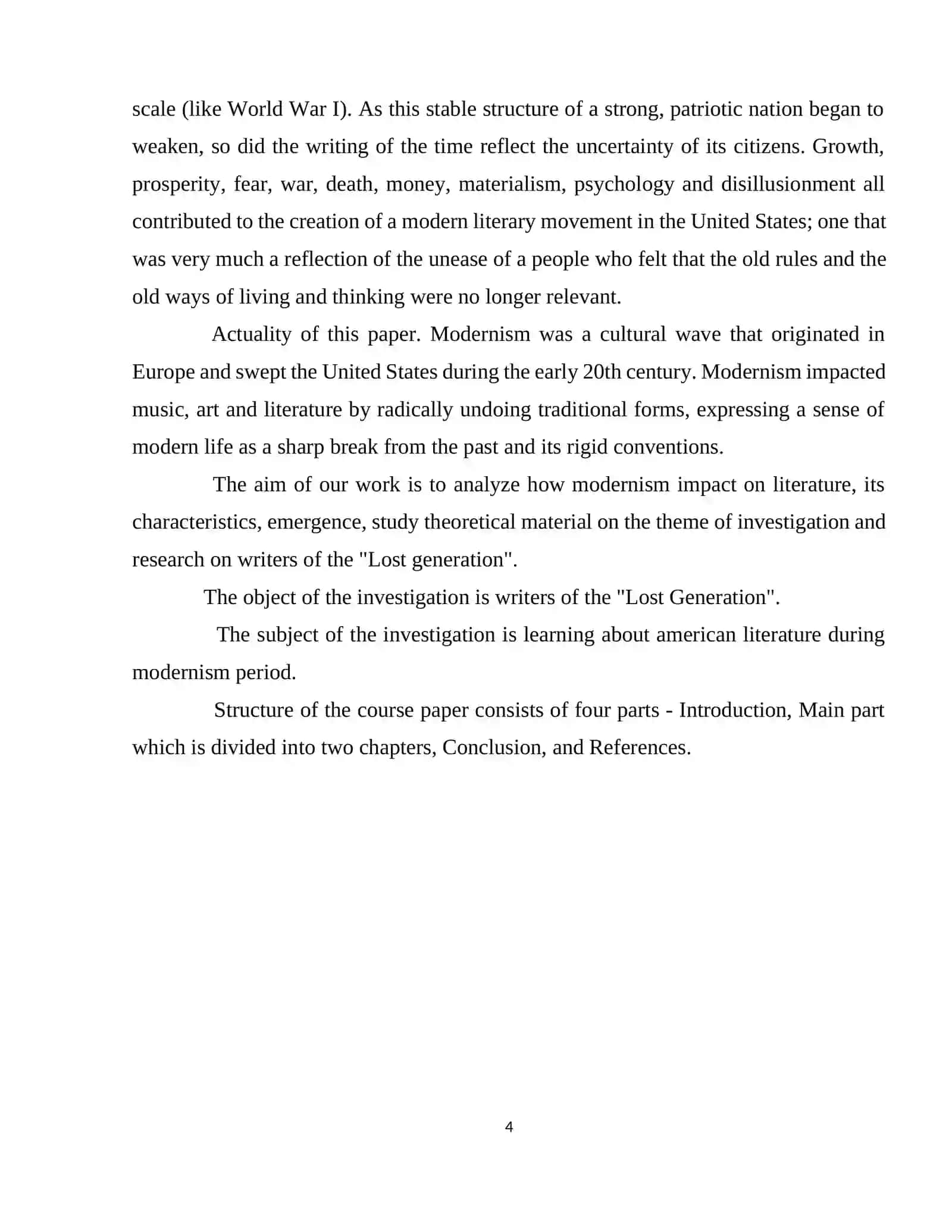 MODERNISM IN AMERICAN LITERATURE 4