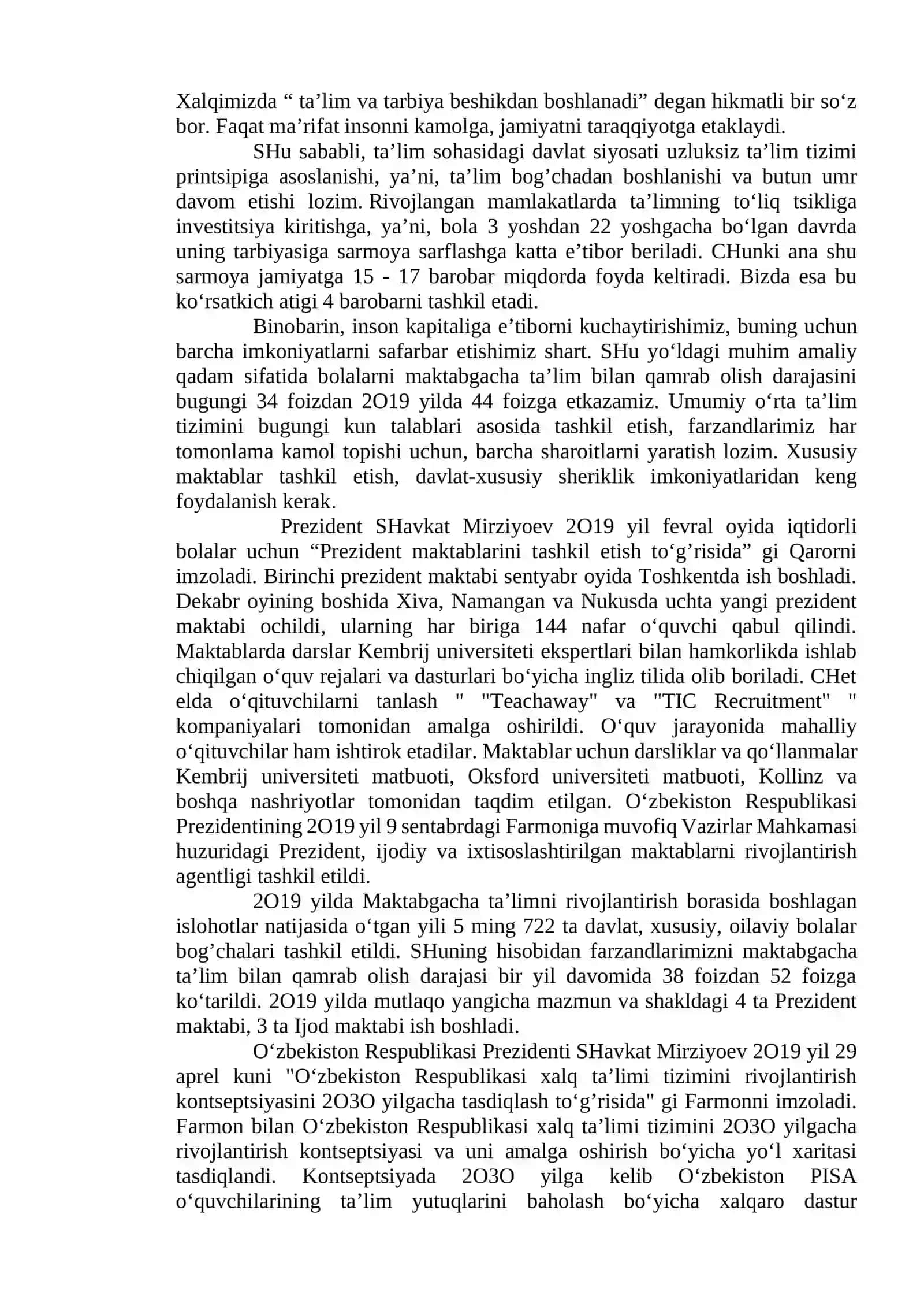 O‘ZBEKISTON RESPUBLIKASIDA TA’LIM SOHASIDA AMALGA ОSHIRILGAN ISLOHOTLAR 4