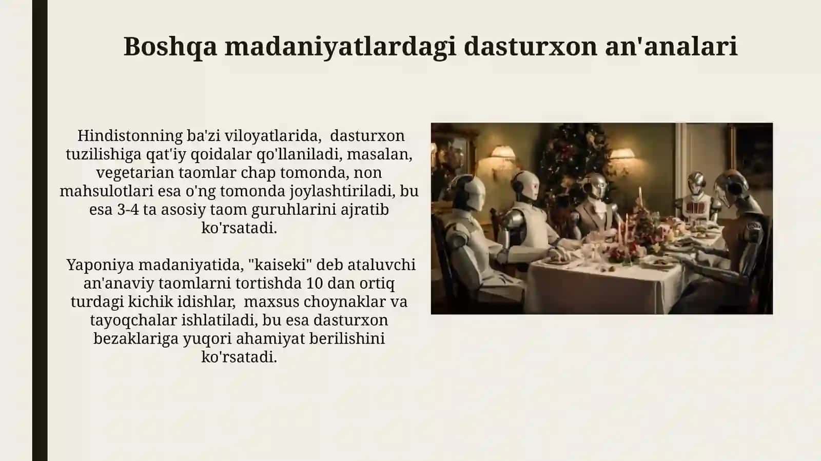 Dasturxon tuzash san'ati yuzasidan boshqa xalqlar bilan qiyoslab o'rganish 4
