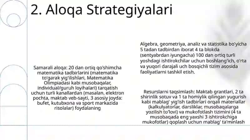 Matematika fanidan sinfda tashqar ishlarni tashkil etishning vazifalar 4