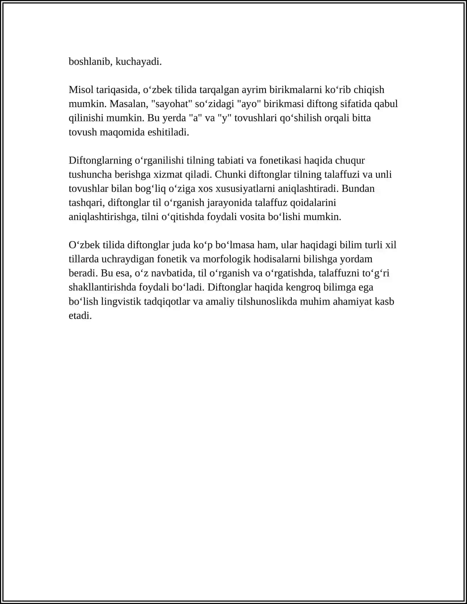 DIFTONGLAR, DIGRAFLAR VA HARF BIRIKMALARI 4