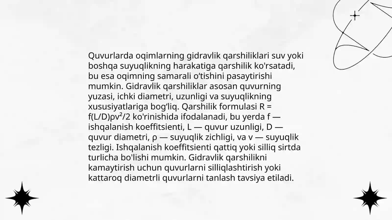 Gaz va neft magistral quvurlarning gidravlik hisobi 4