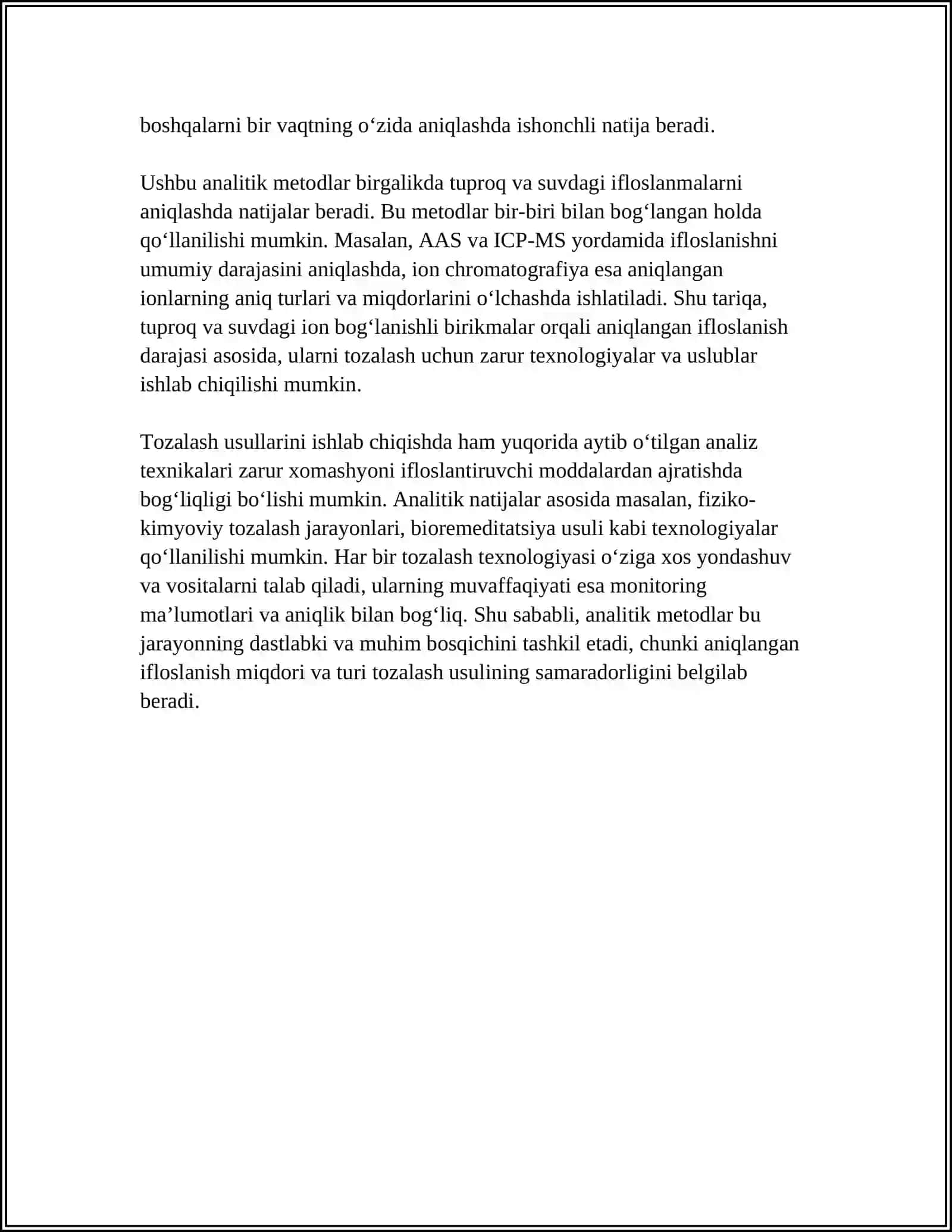 Tuproq va suvning ifloslanishida ion bog‘lanishli birikmalarni aniqlash 4