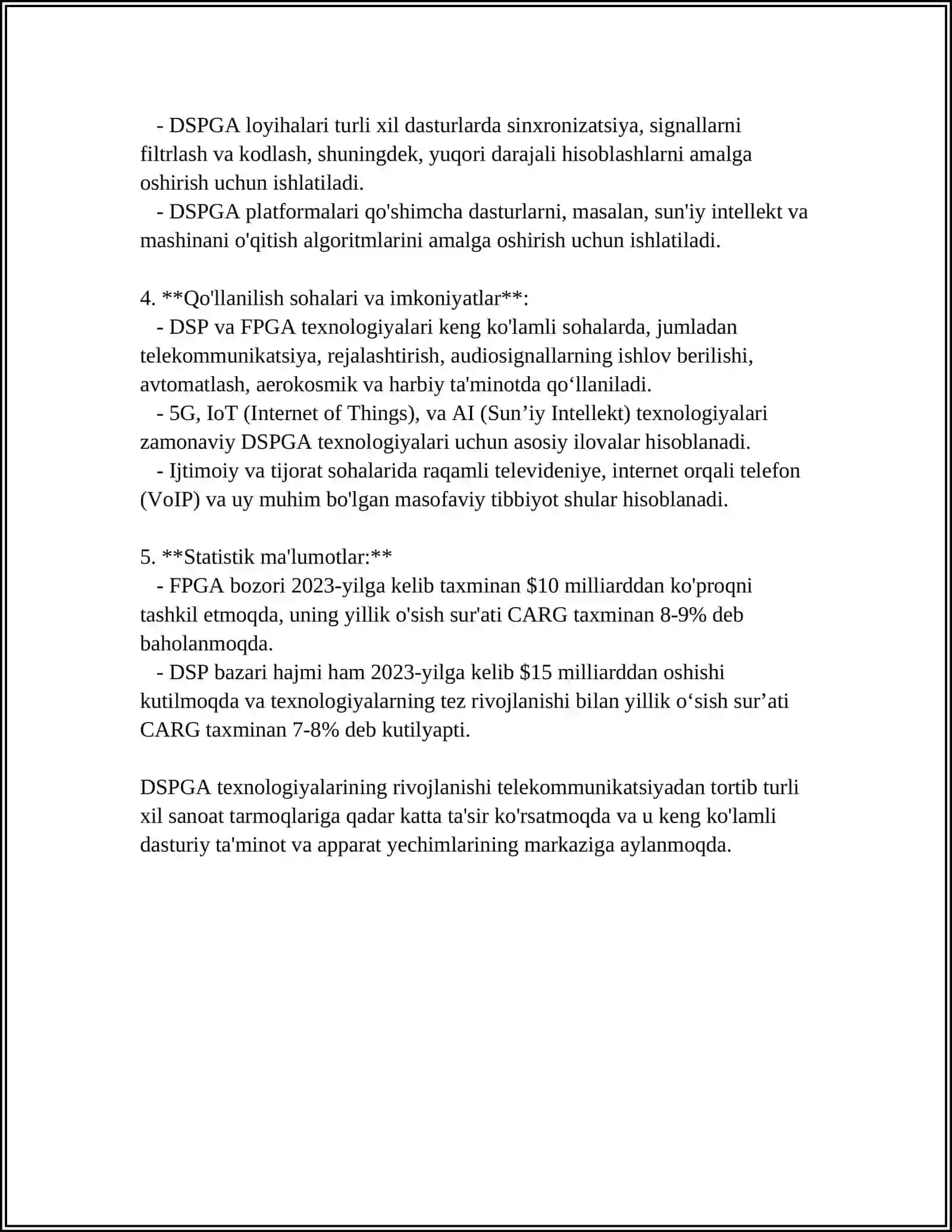 DSPGA ASOSLANGAN O‘RNATILGAN TIZIMLAR 4
