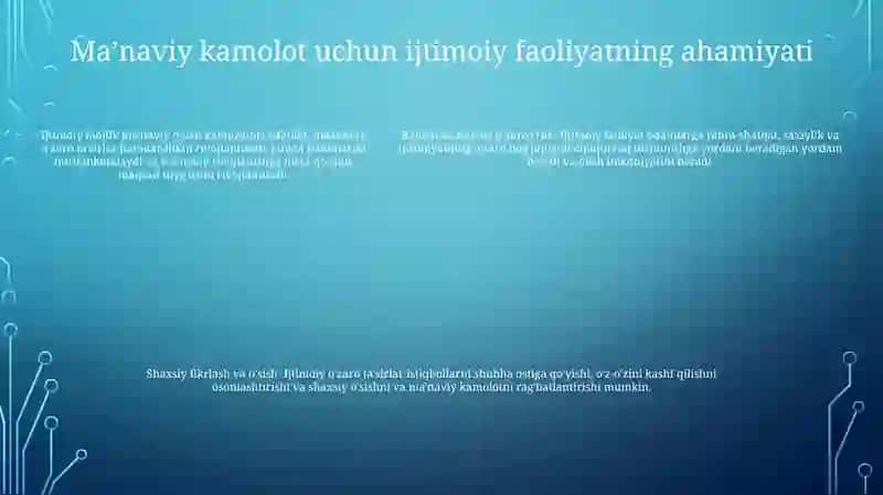 Insonning ma’naviy rivojlanishida ijtimoiy faollikning kirishi, o‘rni va ahamiyati 4