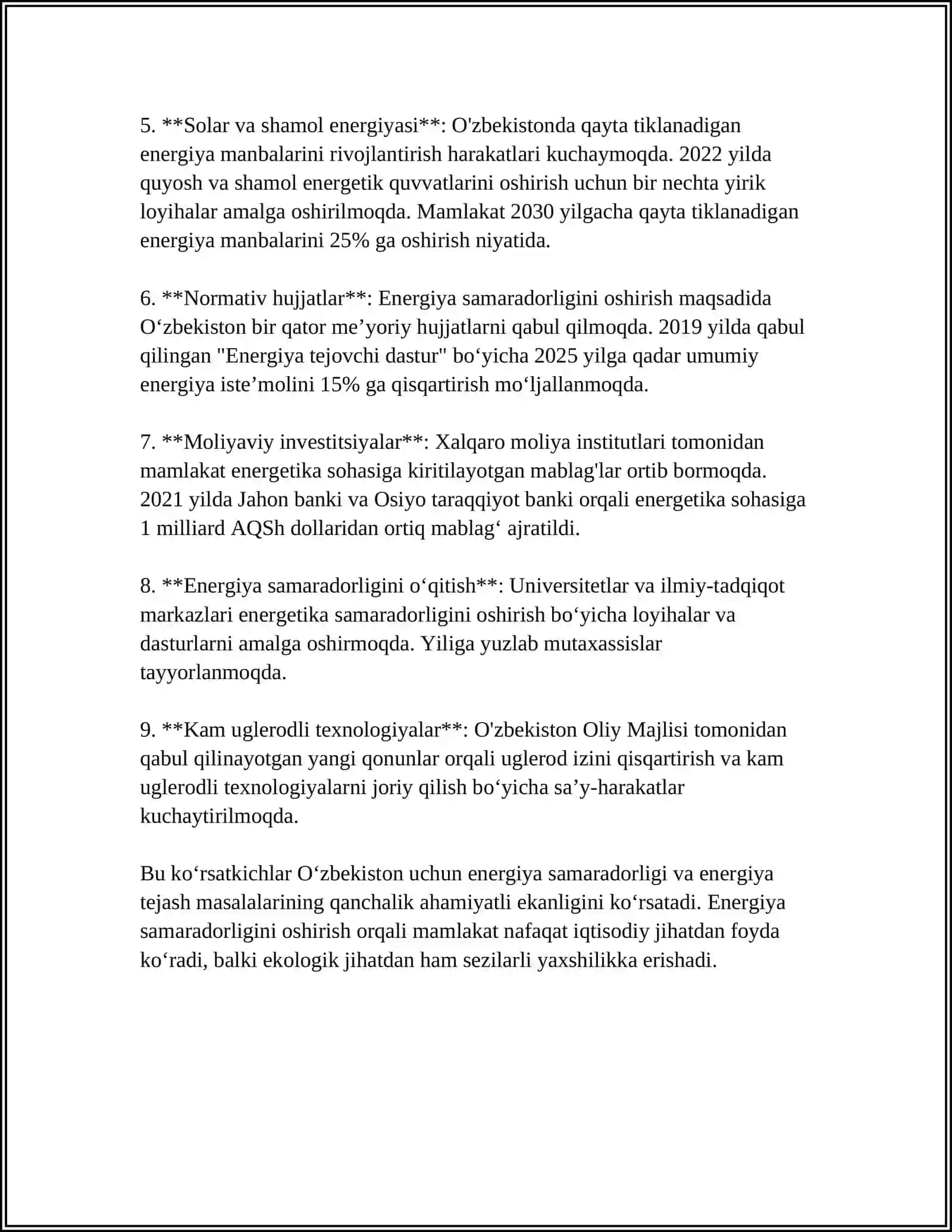 0’ZBEKISTON RESPUBLIKASI ENERGETIKA VAZIRLIGI 4