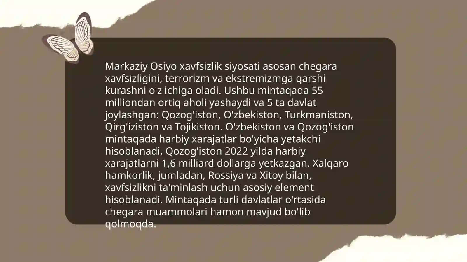 O’zbekistonni markaziy osiyoda tinchlik va barqarorlikni ta’minlashdagi o’rni 4