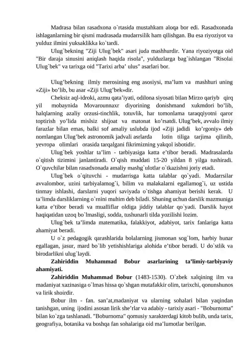 XIV ASRNING IKKINCHI YARMI VA XVI ASRDA MOVARAUNNAHRDA TARBIYA, MAKTAB VA PEDAGOGIK FIKRLAR RIVOJI 4