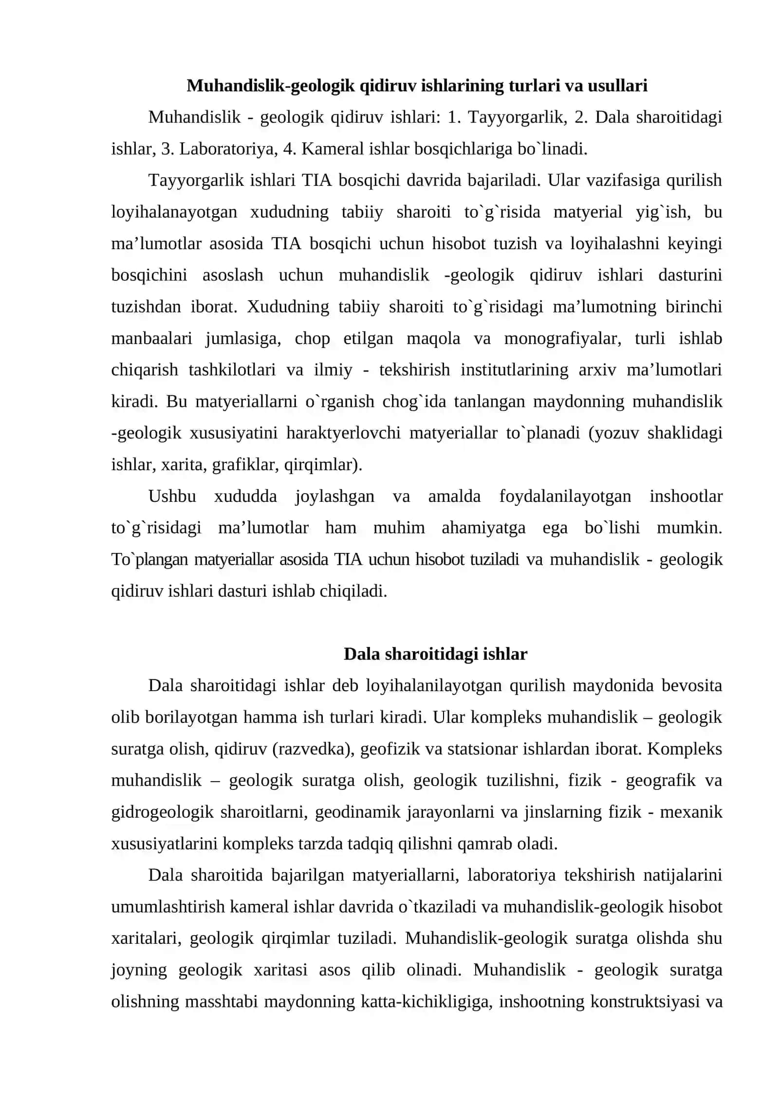 Muhandislik gidrometeorologik qidiruv ishlarining tarkibi 4