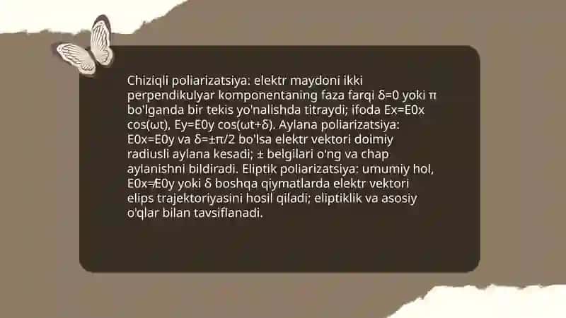 Yorug'likning poliyarizatsiyasi. Yorug'lik dispersiyasi 4