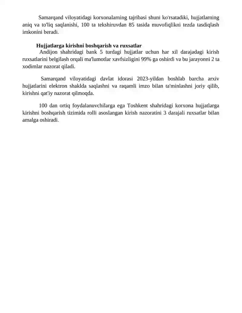Muvofiqlikni baholashda hujjatlashtirish va arxivlash mexanizmlari 4