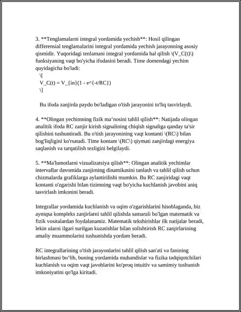 ELEKTR ZANJIRLAR TAHLILIDA INTEGRAL HISOB TATBIQLARI 4