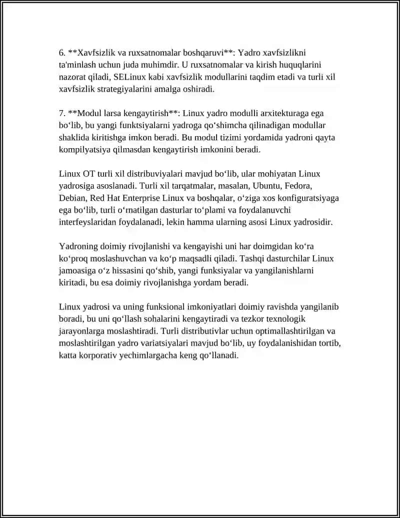 Linux OT talqinlarning funksional imkoniyatlari va distributivlari 4