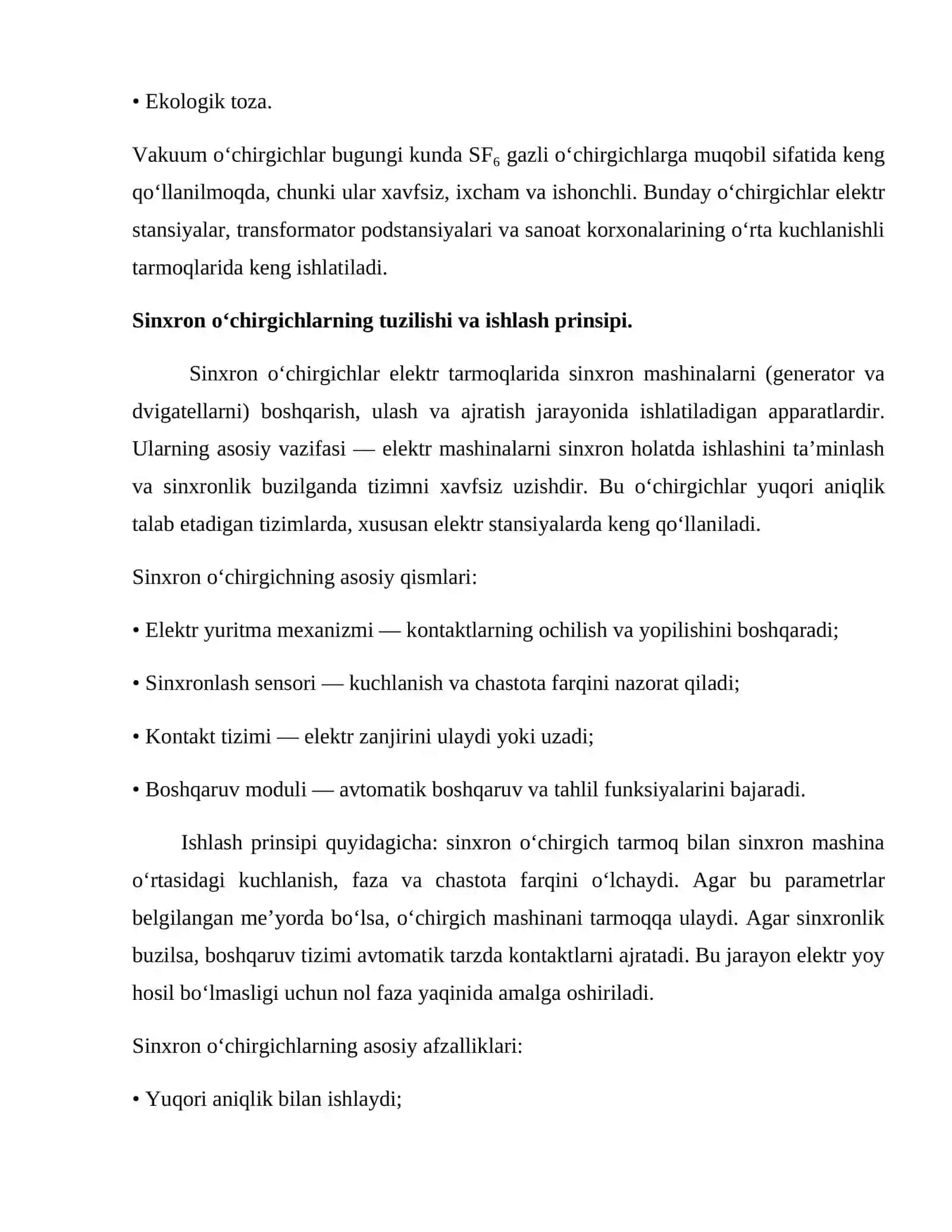 Elektromagnit, vakuum va sinxron o‘chirgichlar 4