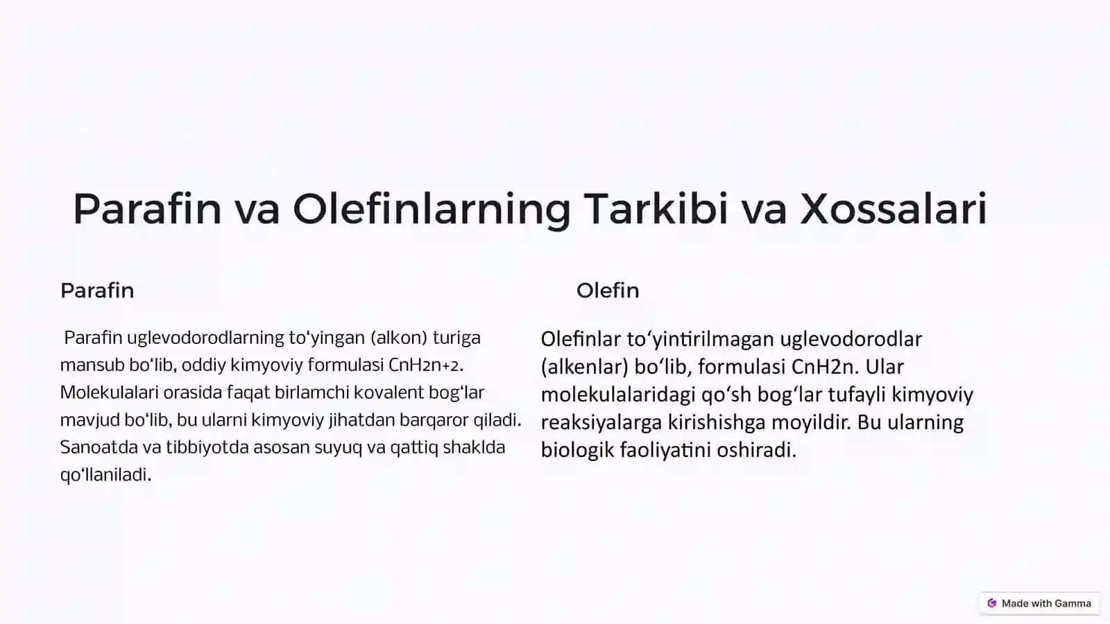 Parafin va olefin asosida olingan dori preparatlarining farmakologik xususiyatlari 4