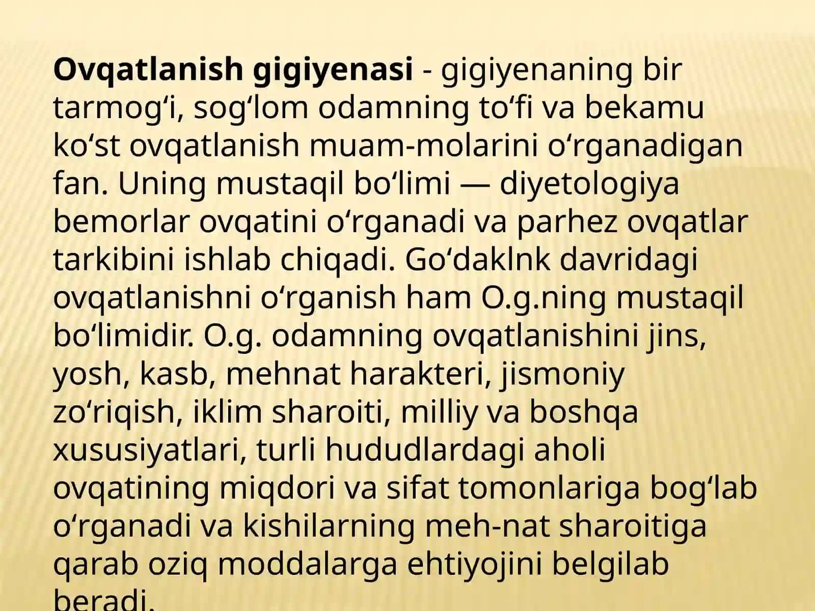 Ovqatlanish gigiyenasi haqida umumiy tushuncha 4