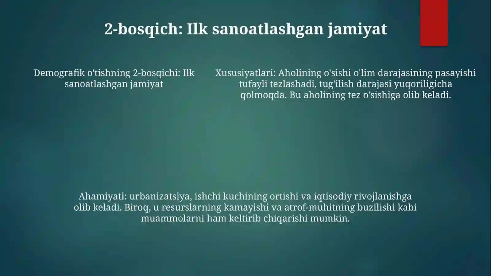 Demografik OʻTish Bosqichlari Va Ushbu JarayonniDunyo Hududlari 4