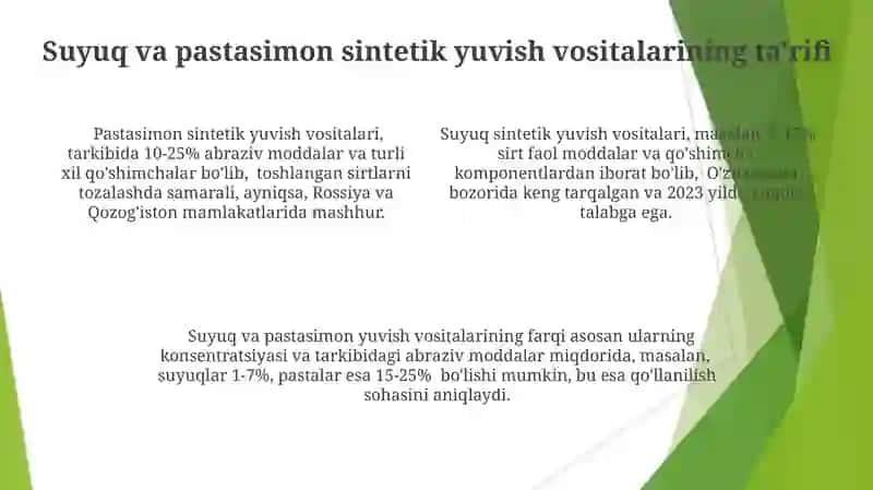 Suyuq va xamirli sintetik yuvish vositalari 4