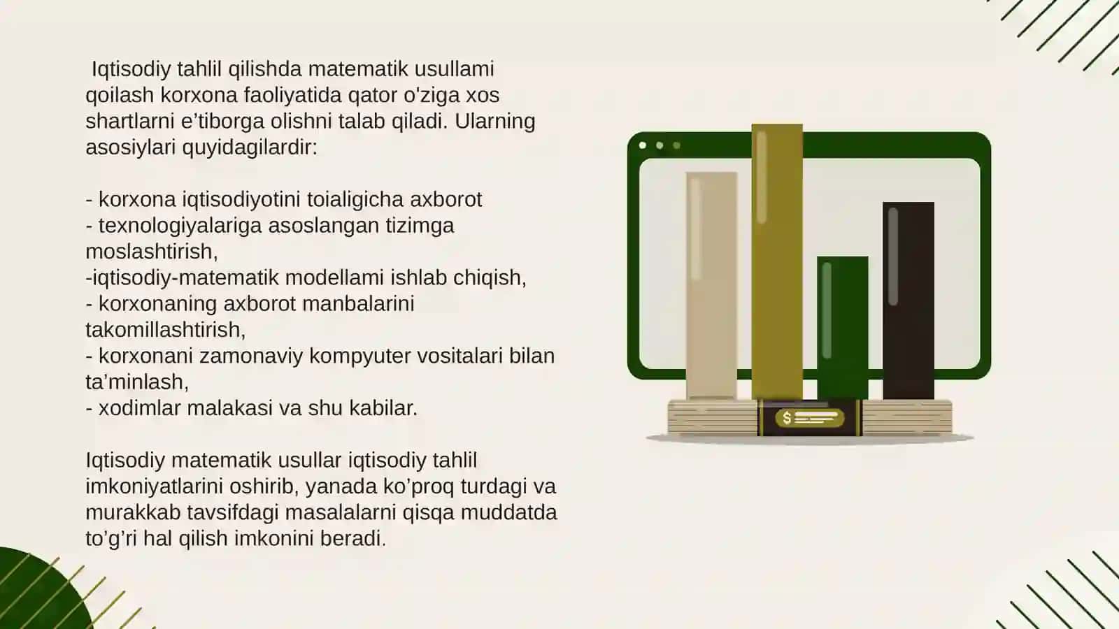 Iqtisodiy tahlil da iqtisodiy-matematik usullari qo’llashning zaruriyati 4