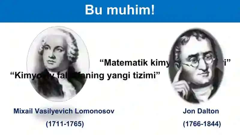 Atom-molekulyar ta’limot. Ularning mavjudligi. Kimyoviy element, kimyoviy belgi 4