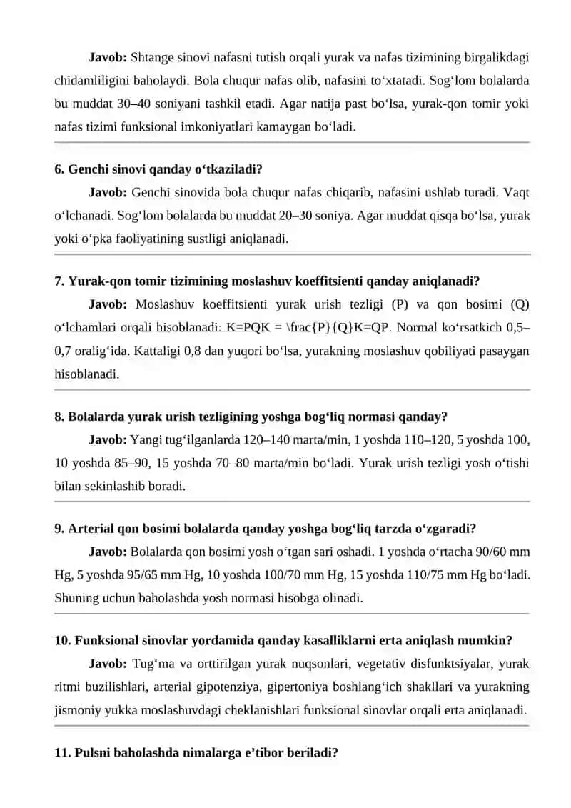 Yurak-qon tomir tizimining funksional sinamalari va ularni bolalarda baholash 4