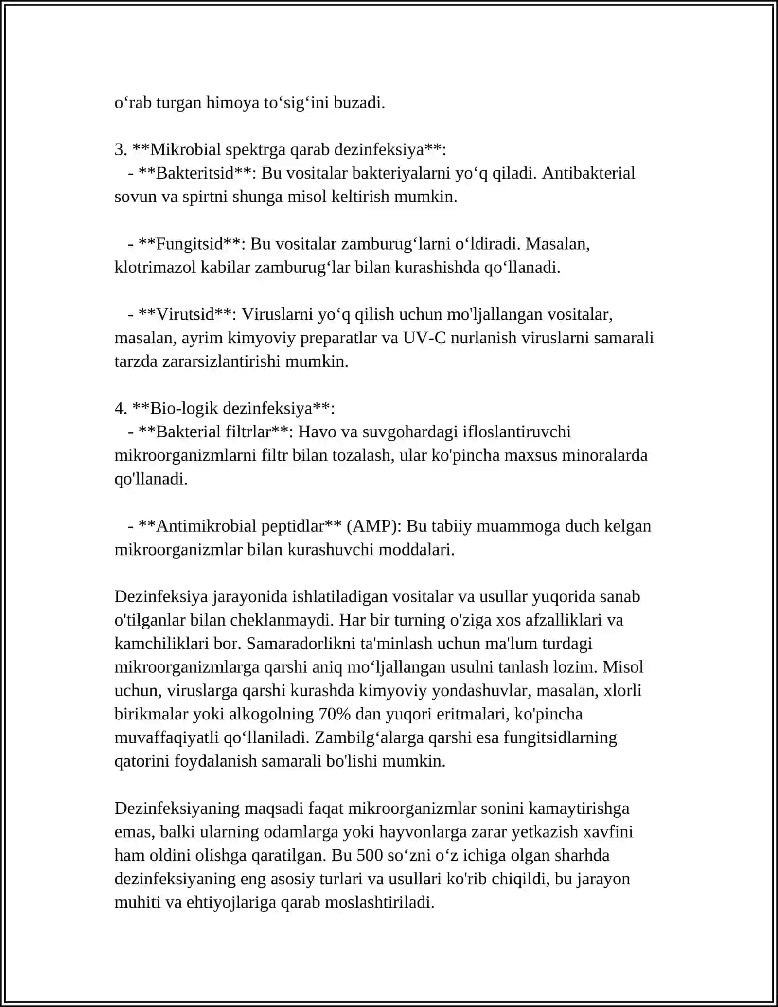 DIZENFEKTSIYA TASNIFI. DIZENFEKTSIYA TURLARI. ASBOB-ANJOMLAR DIZENFEKTSIYASI 4