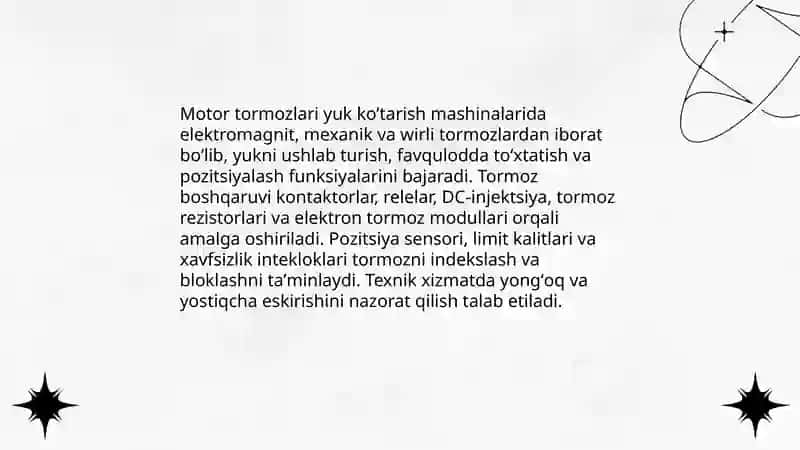 Elektr motorlari (AC va DC) yuk koʻtarish mashinalari 4