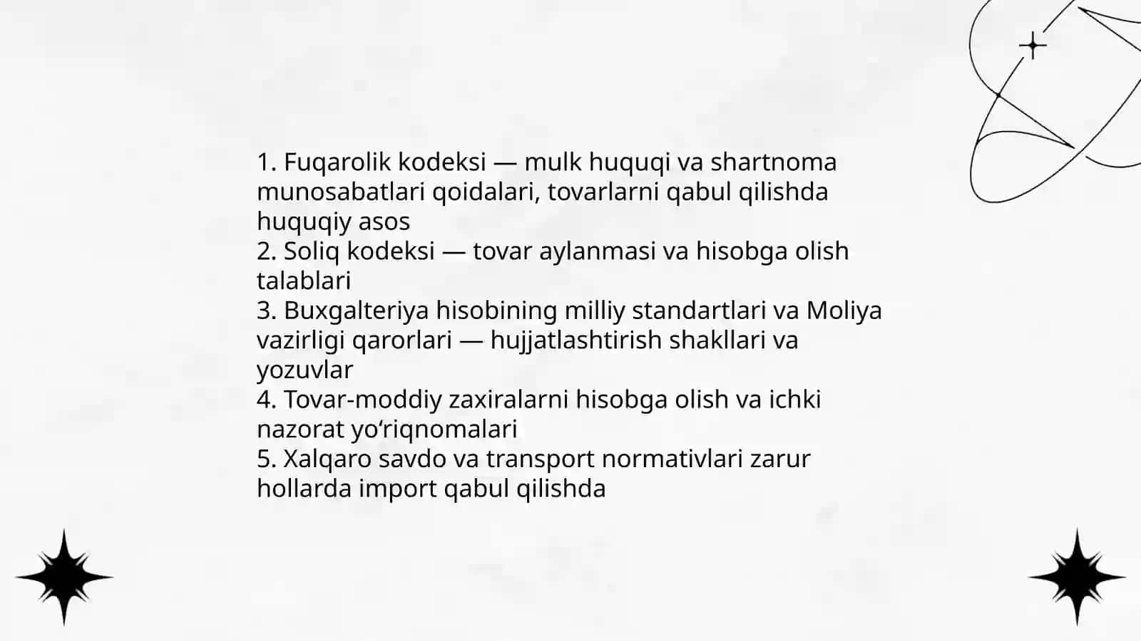 Tovar moddiy zaxiralarni qabul qilishni hujjatlashtirish 4