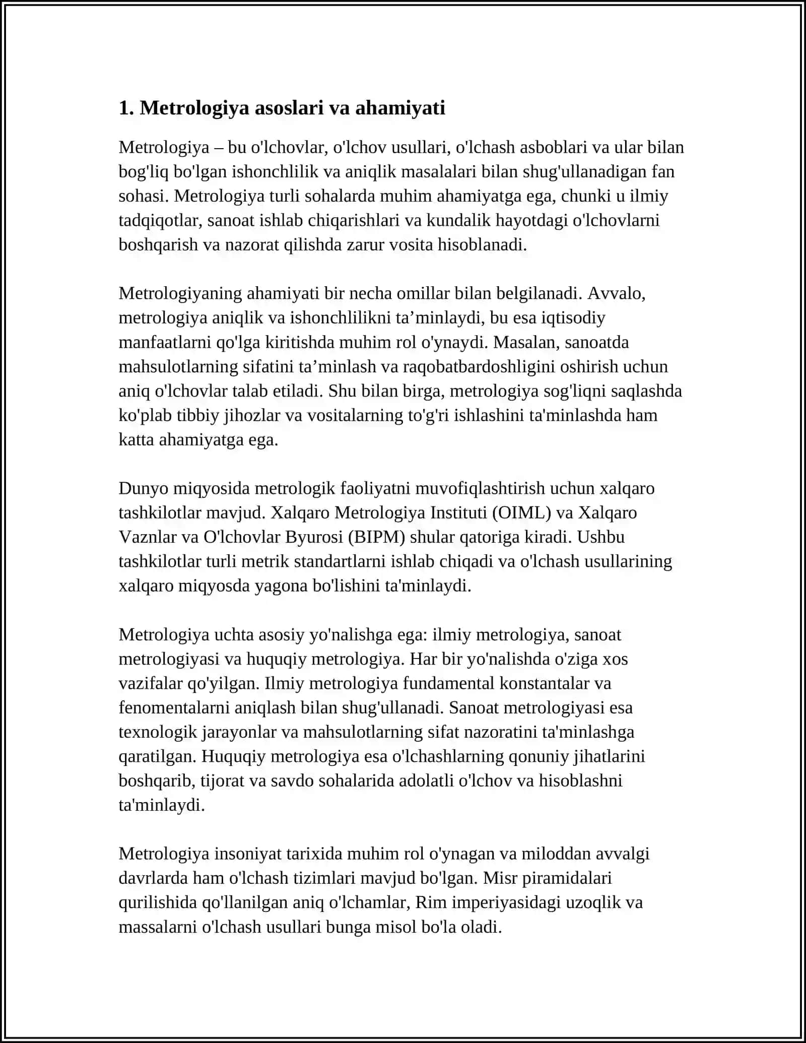 METROLOGIYA VA STANDARTLASHTIRISH BOʻYICHA XALQARO TASHKILOTLAR 4