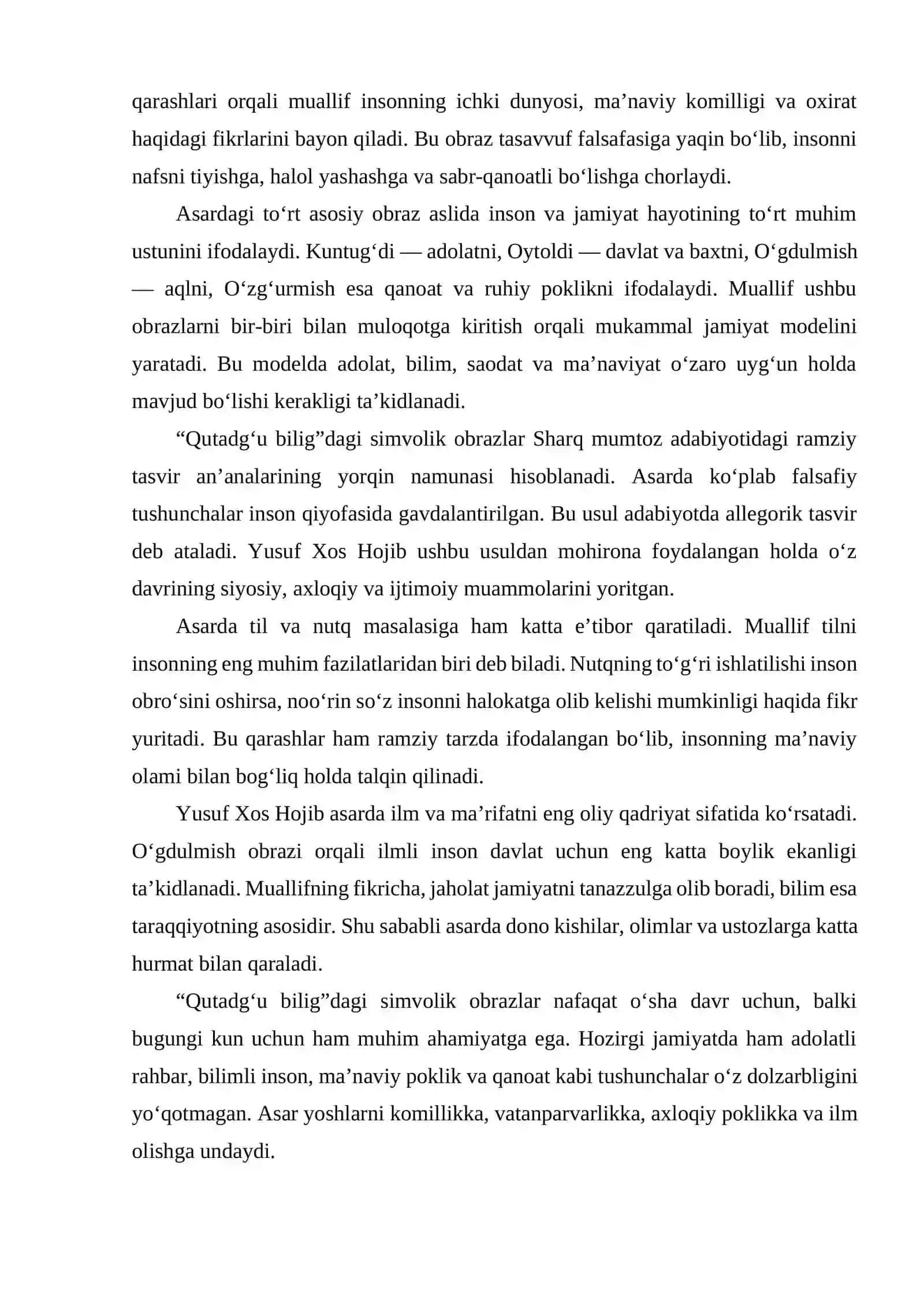 YUSUF XOS HOJIBNING QUTADG'U BILIG' ASARIDAGI SIMVOLIK OBRAZLAR TAHLILI 4