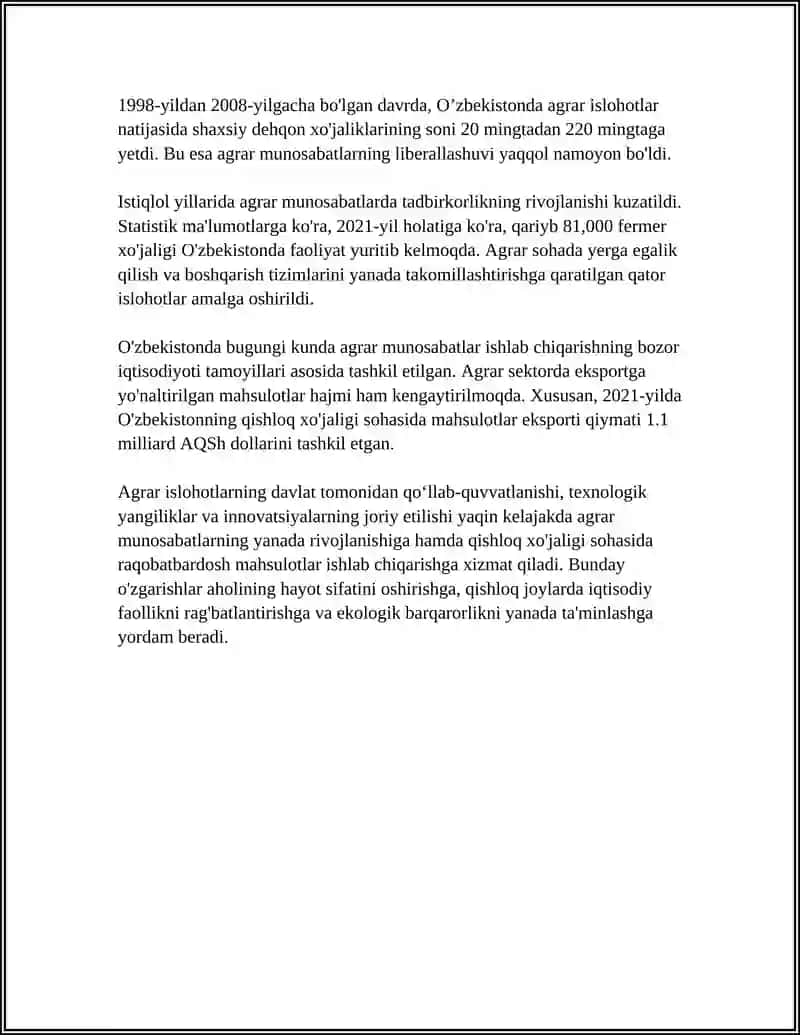 AGRAR MUNOSABATLAR VA ULARNING BOZOR IQTISODIYOTIDAGI XUSUSIYATLARI 4