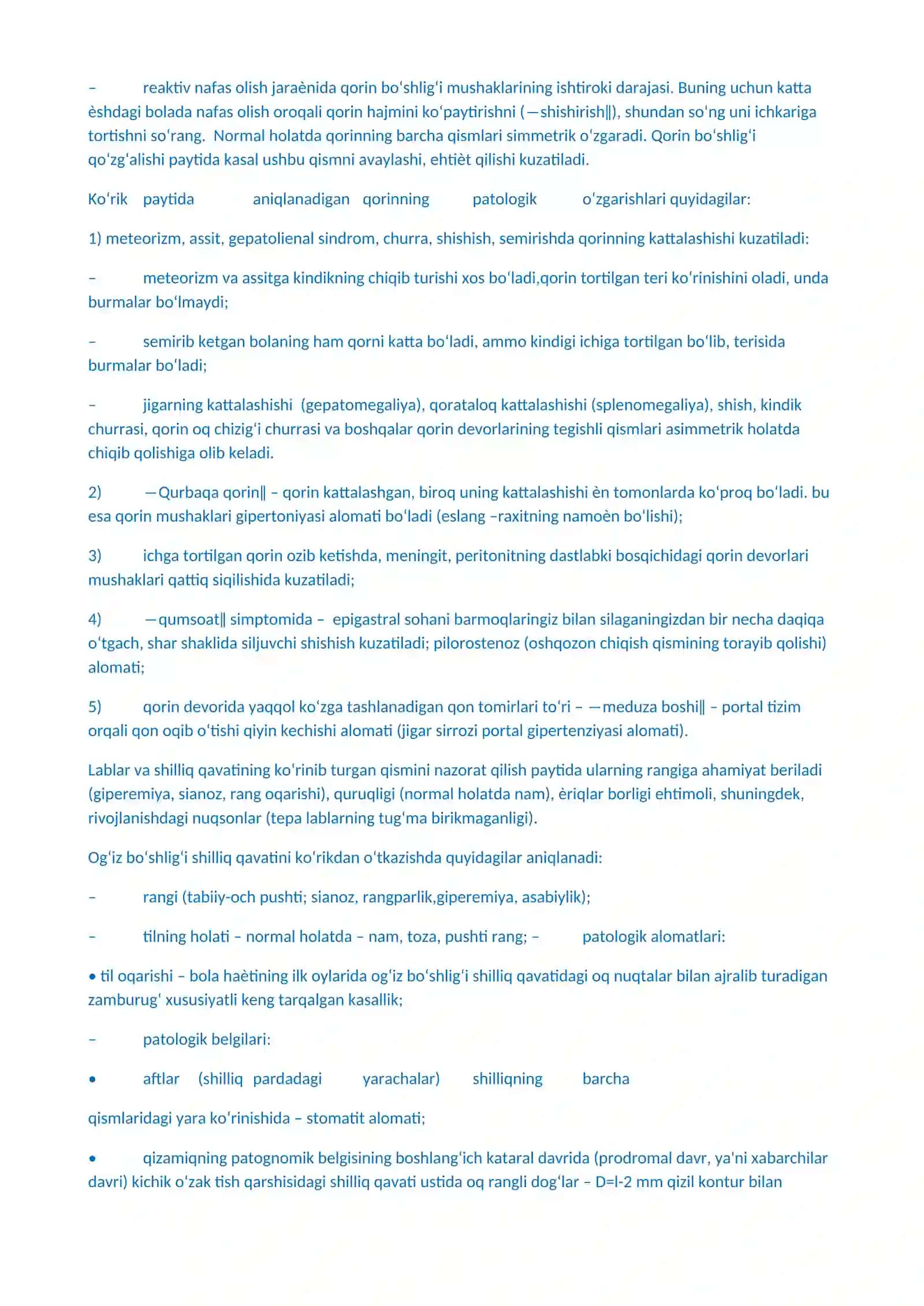 Bolalar kasalliklari propedevtikasi fanidan tayyorlangan referat 4