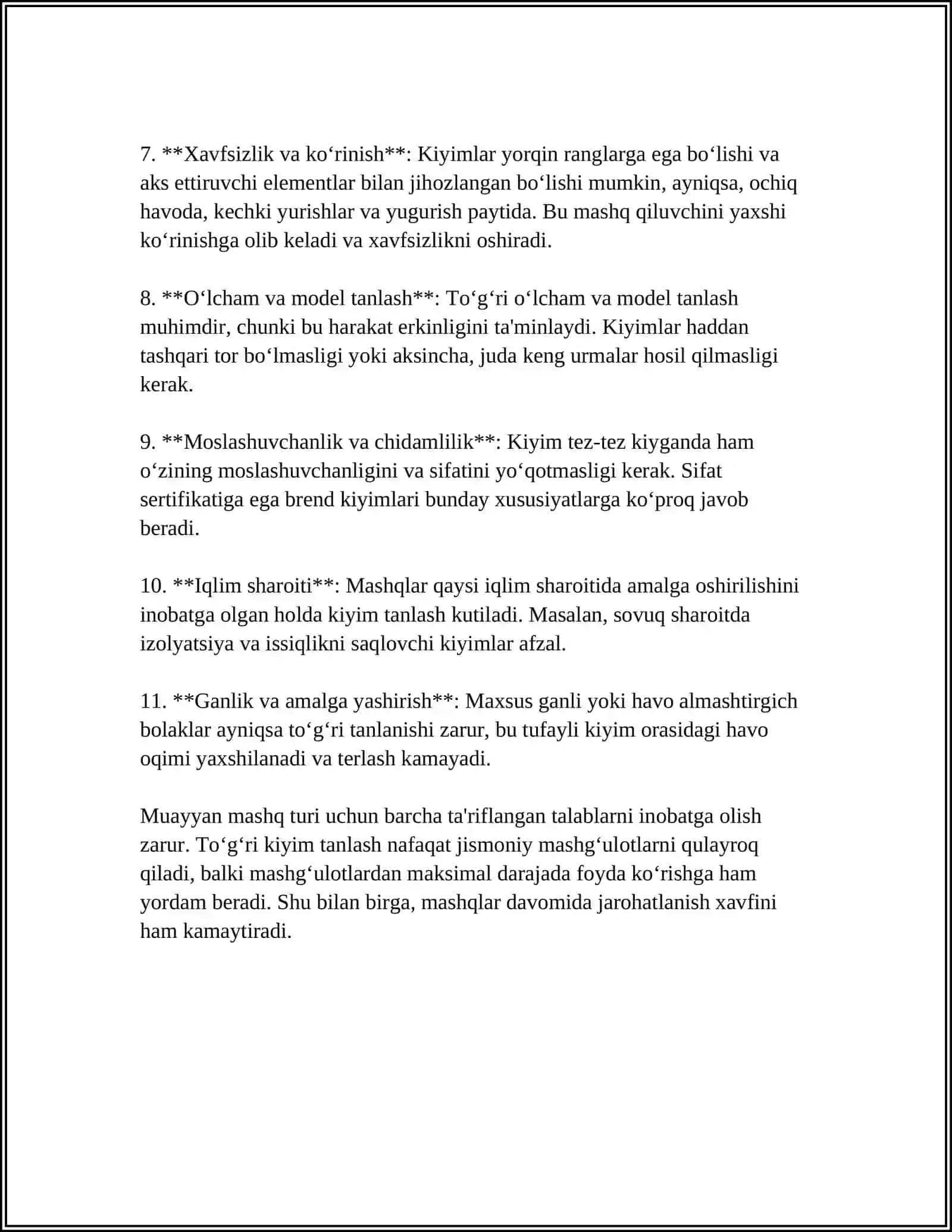 JISMONIY MASHQLARNI BAJARISHDA GIGIYENA TALABLARI 4