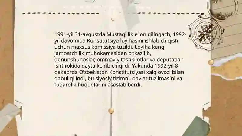 Mustaqil O‘zbekiston Respublikasi Konstitutsiyasining qabul qilinishi va uning tarixiy ahamiyati 4
