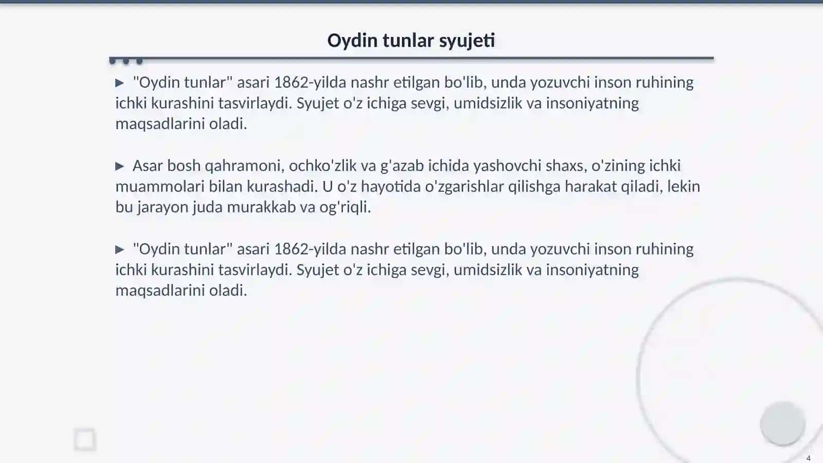 Dostayevskiyning "Oydin tunlar asari" 4