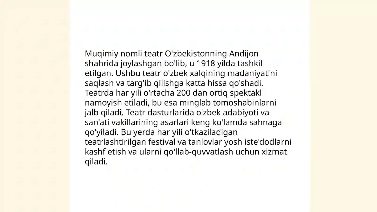 Toshkent shahridagi Muqimiy nomidagi teatr tarixi 4