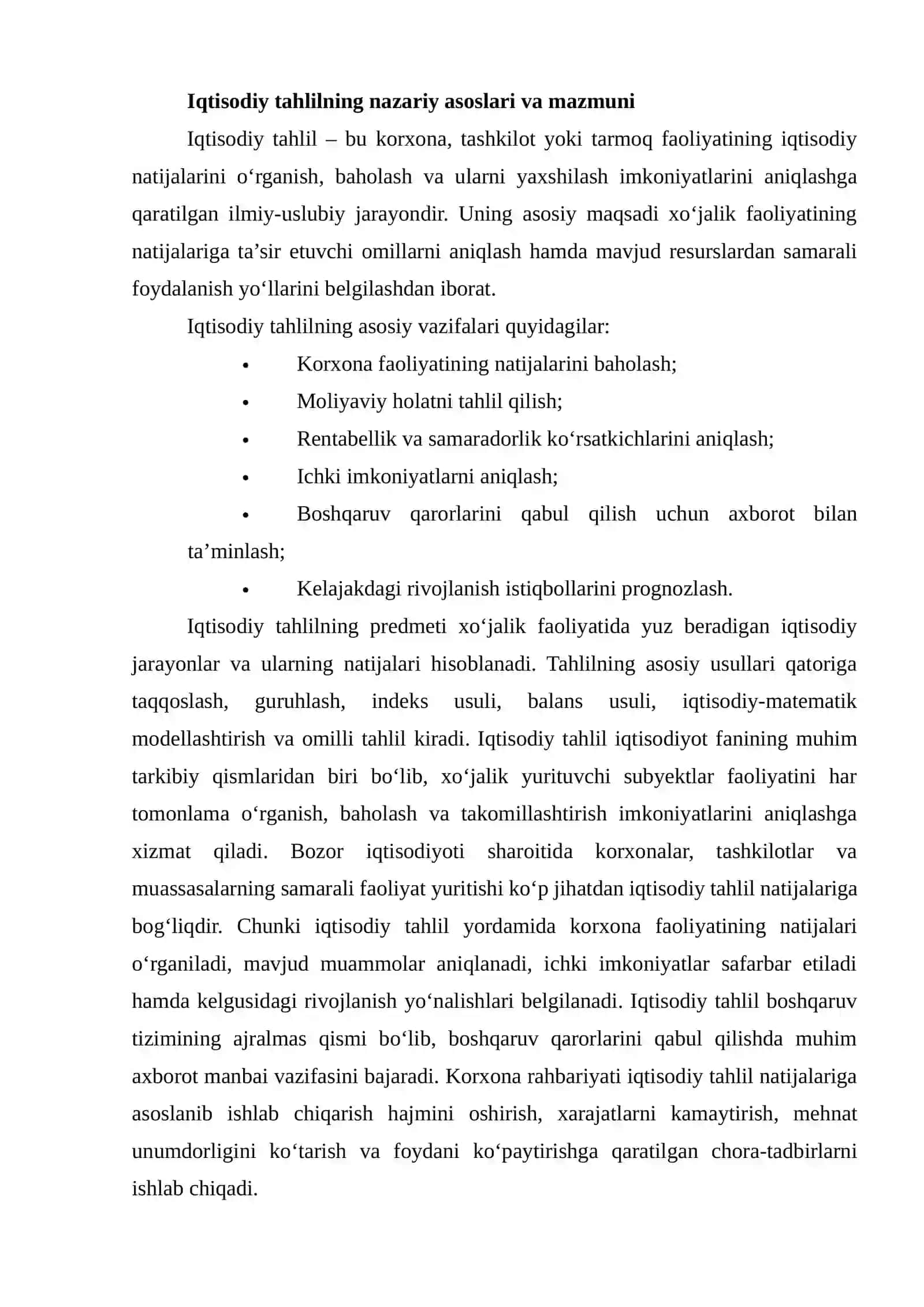 MAHALLIY VA XORIJIY TAJRIBADA IQTISODIY TAHLILNING O‘RNI 4