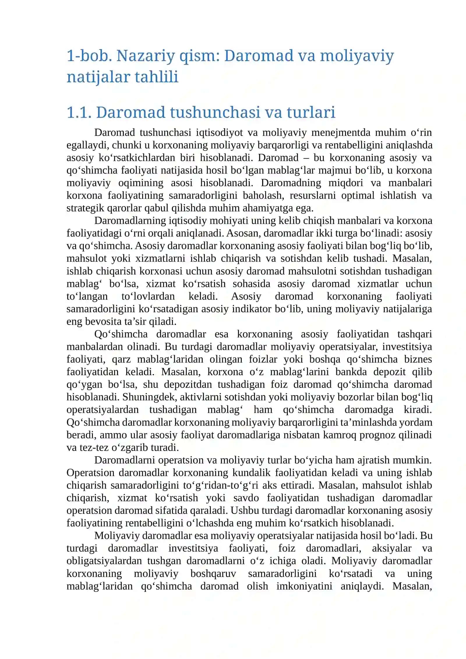 Daromadlarning moliyaviy natijalariga ta'siri kompleks tahlil qilish metodikasi 4