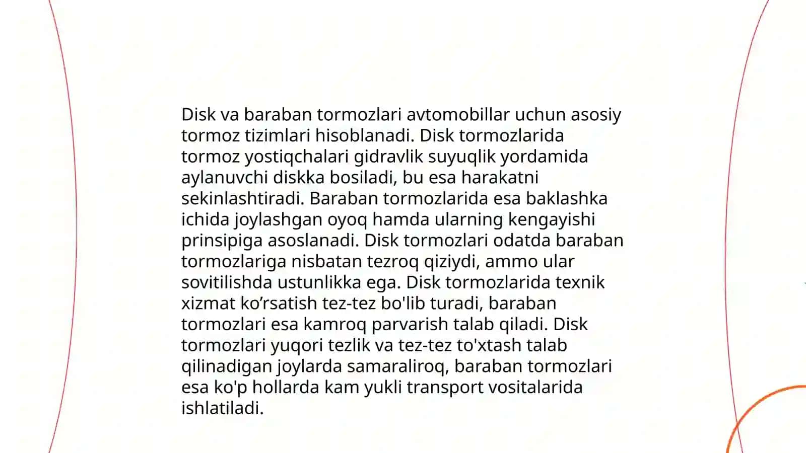 Avtomobilning tormoz tizimi va ekspluatatsion xususiyati 4
