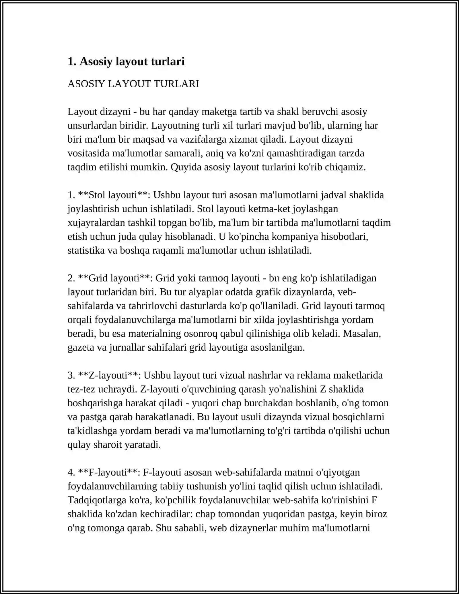 ANDROIDSTUDIODA LAYOUTLAR VA UI ELEMENTLARIDAN FOYDALANIB, IXTIYORIY ILOVANING 1 TA OYNASINI HOSIL QILISH 4