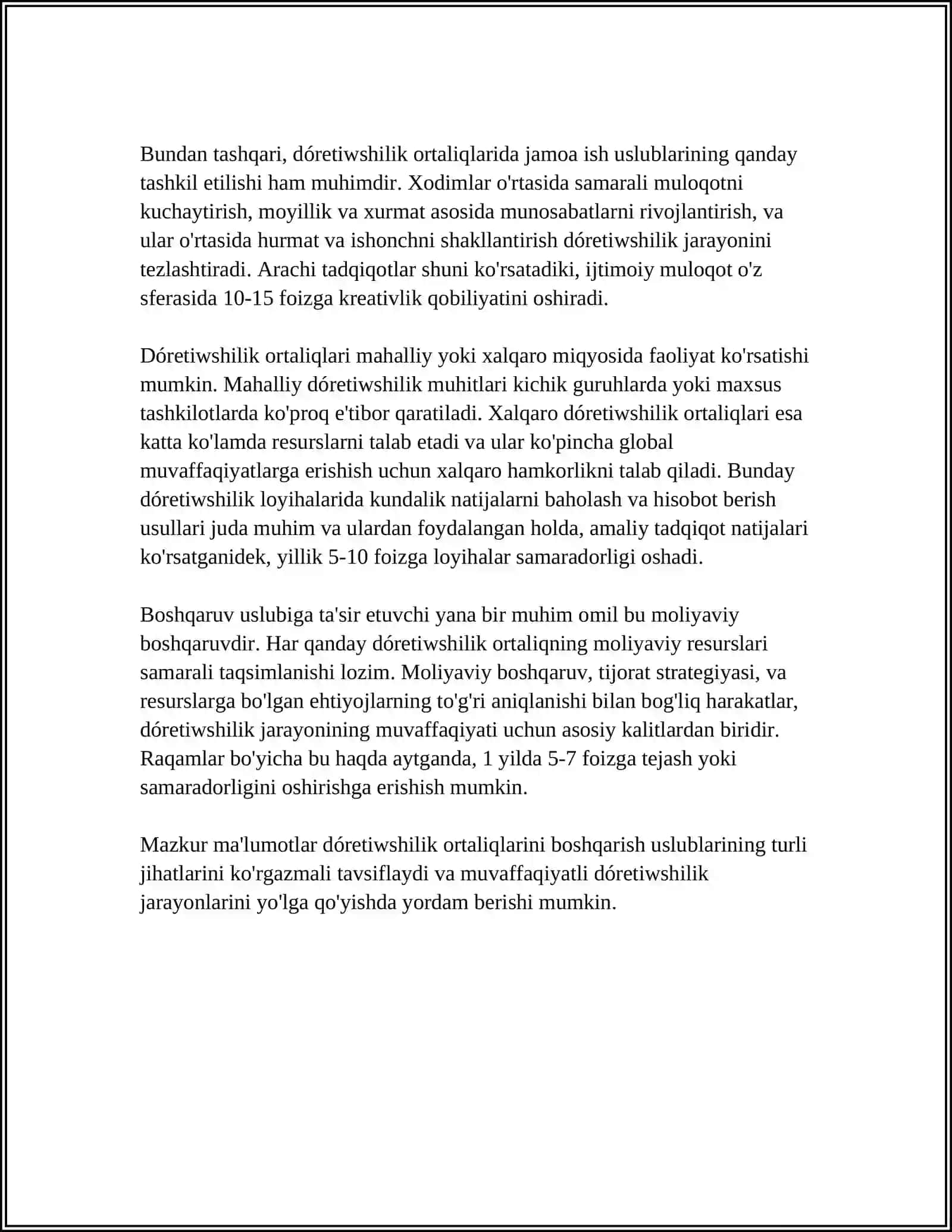 DÓRETIWSHILIK ORTALIQTI QÁLIPLESTIRIW 4