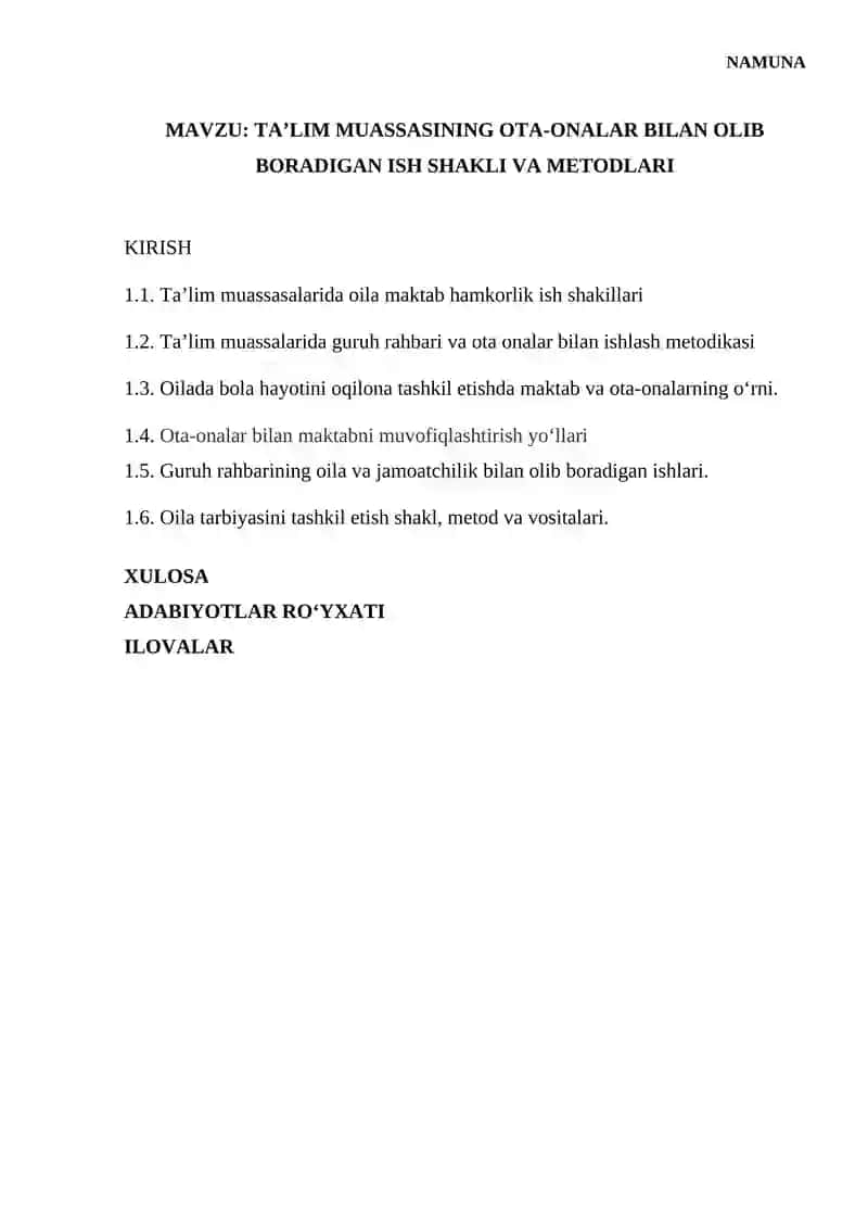 TA’LIM MUASSASINING OTA-ONALAR BILAN OLIB BORADIGAN ISH SHAKLI VA METODLARI 4