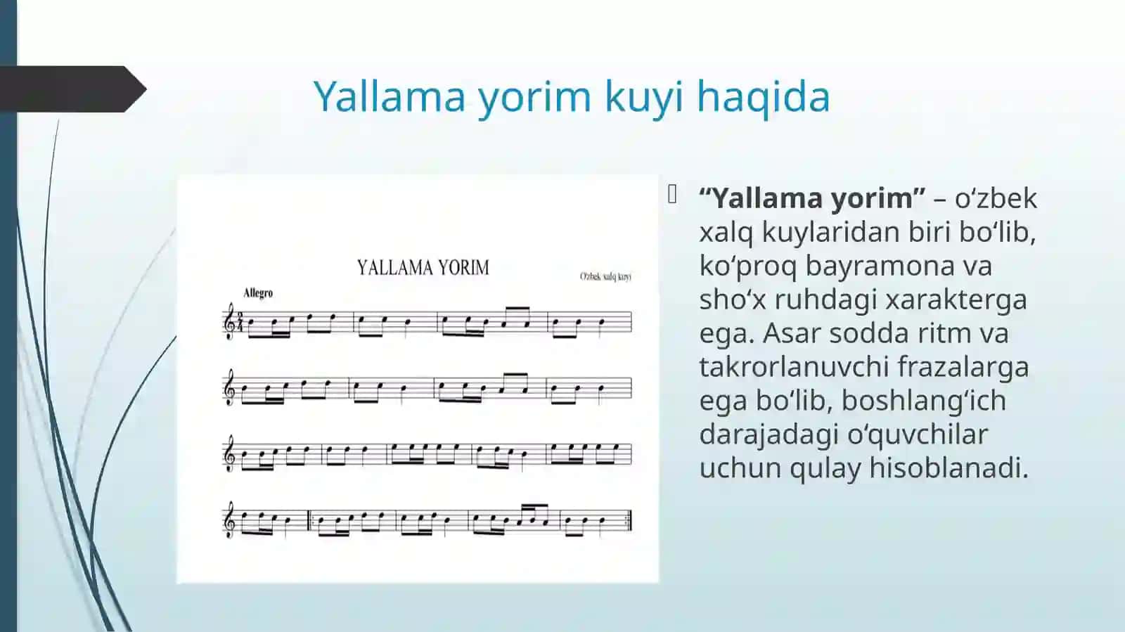 BMSM 2-sinf o‘quvchilariga rubob prima cholg‘usida o‘zbek xalq kuyi “Yallama yorim” asarini o‘rgatish yo‘llari 4