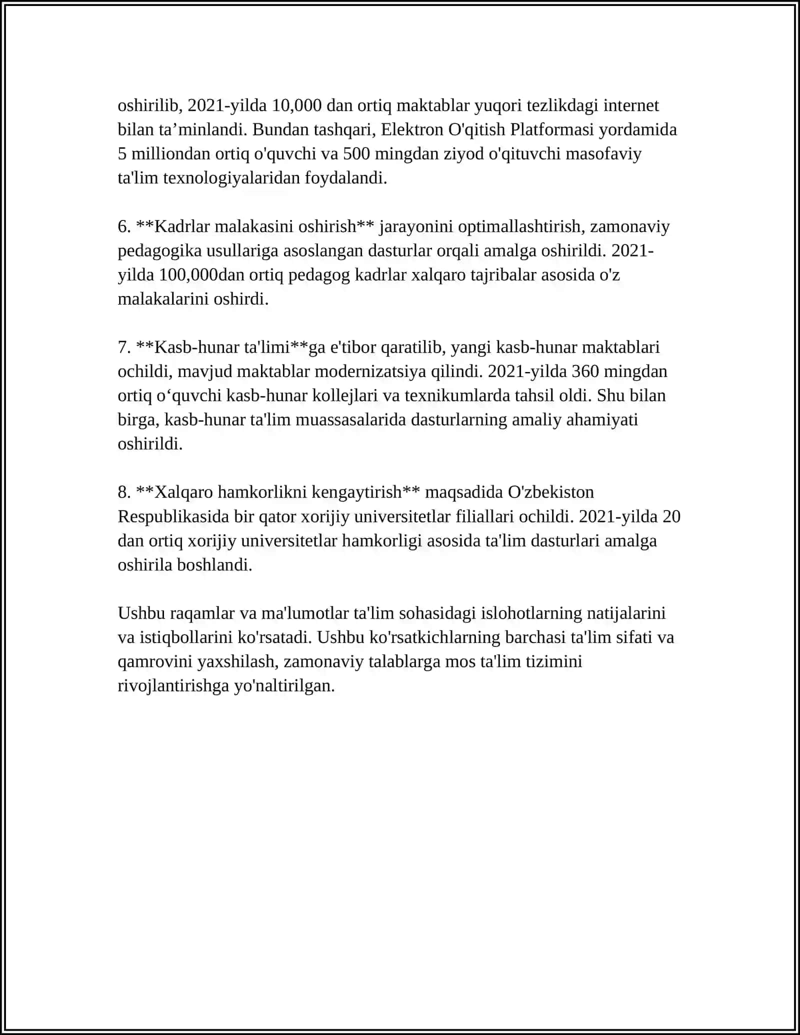 O‘ZBЕKISTONDA IJTIMOIY SOHADA AMALGA OSHIRILAYOTGAN O‘ZGARISHLAR MAZMUN VA MOHIYATI 4