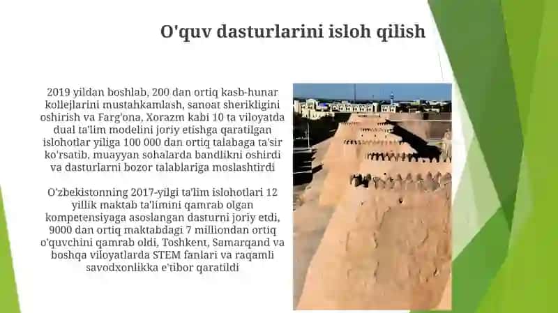 O'zbekiston Respublikasida ta'lim sohasida amalga oshirilgan islohotlar 4
