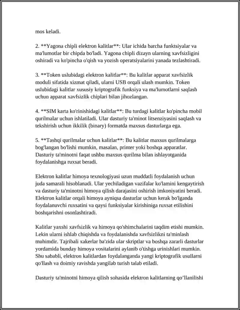 ELEKTRON KALITLAR YORDAMIDA DASTURIY TAMINOTNI HIMOYA QILISH USULLARI 4