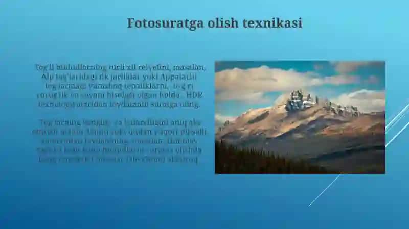 Togʻlar va ularning geografik tarqalishi mavzusida 4